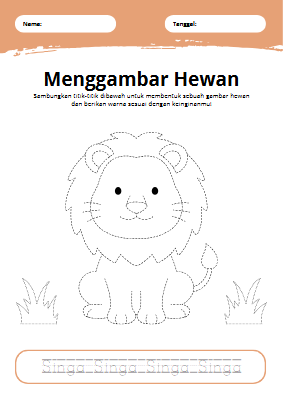 Menggambar Hewan Lembar Kerja Pendidikan Sederhana Gaya Illustratif Moderen