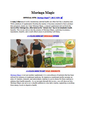 Moringa Magic (OFFERS UPDATE) Superfood To Eenhance Daily Health Regimen