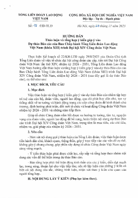 Dự thảo văn kiện Đại hội Công đoàn Việt Nam