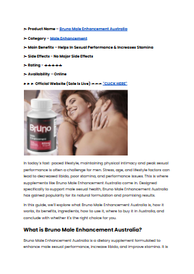 Bruno Male Enhancement Australia Results & Benefits