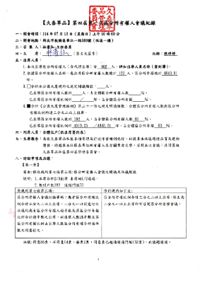 久泰翠品第四屆區分所有權人會議記錄