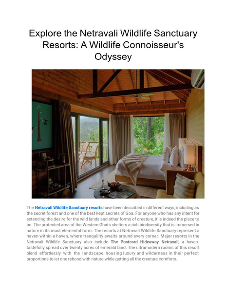 Explore the Netravali Wildlife Sanctuary Resorts_ A Wildlife Connoisseur's Odyssey.pdf