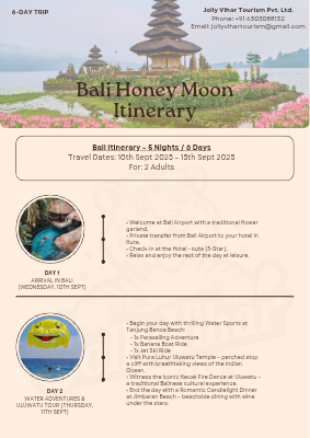 Jolly Vihar Bali 6D/5N Itinerary